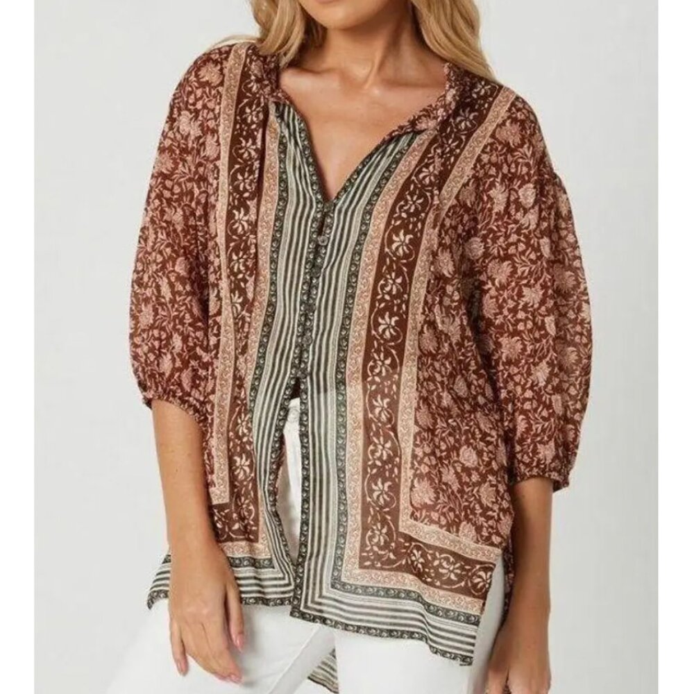 Free People Border Batik Top